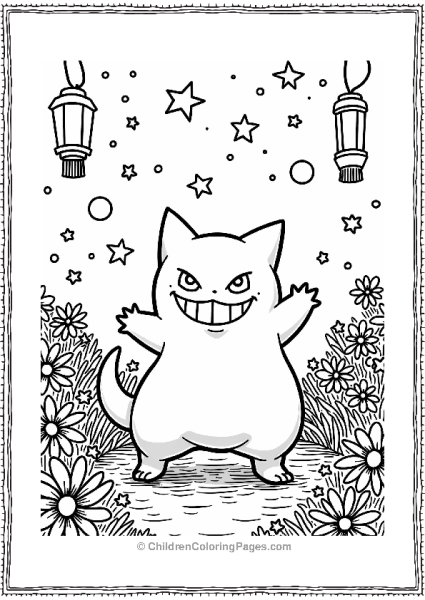 Pokémon Gengar Dancing At The Festival Of Colors Free PDF Printable