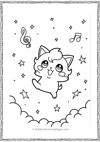 Pokémon Jiggly Puff In A Dreamy Night Sky Free PDF Printable