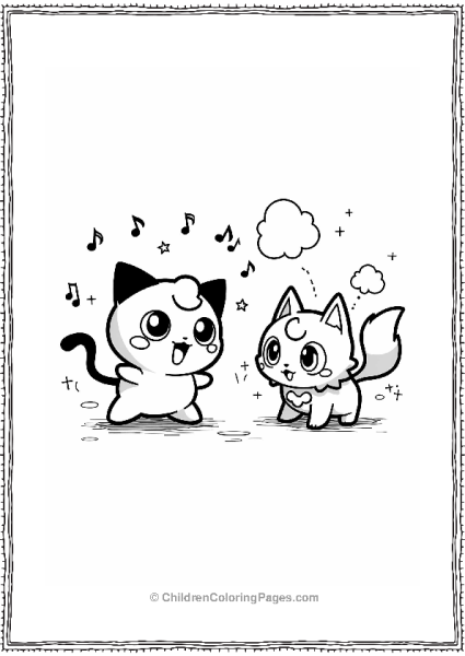 Pokémon Jigglypuff Vs Meowth In A Starry Background Free PDF Printable