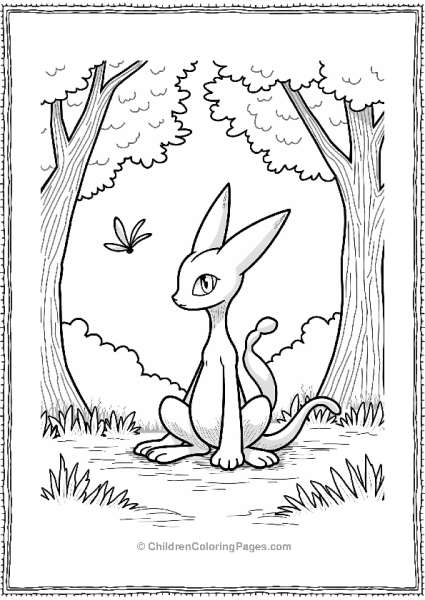 Pokémon Mewtwo In A Tranquil Forest Free PDF Printable