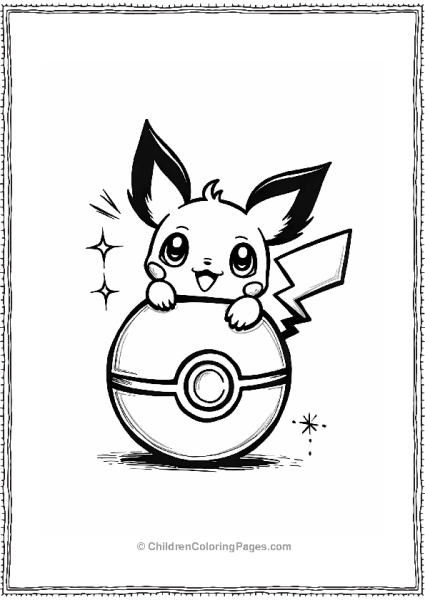 Pokémon Pichu Peeking From A Pokeball Free PDF Printable