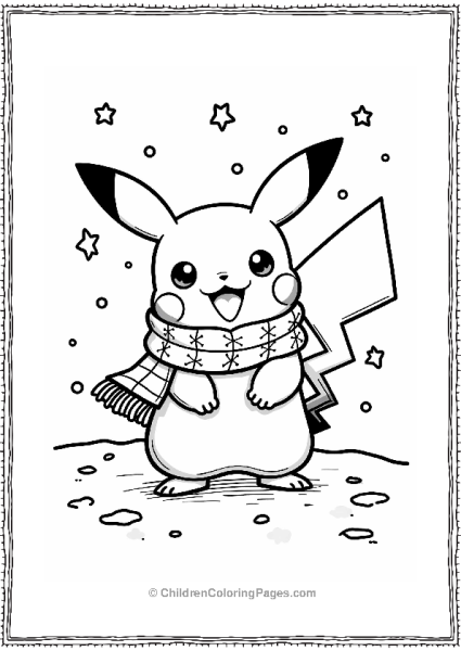 Pokemon Pikachu In A Winter Wonderland Free PDF Printable