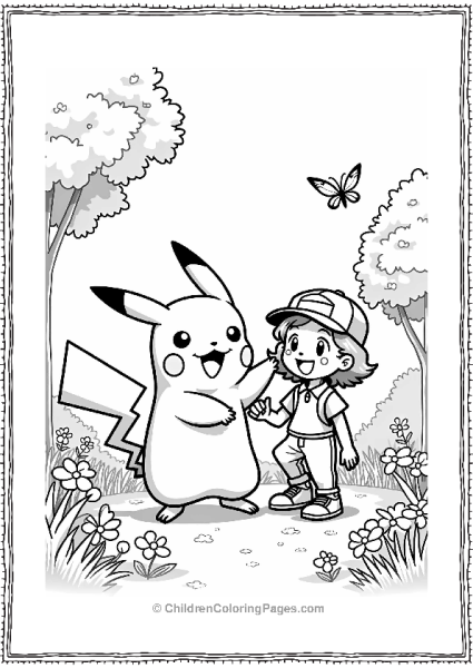 Pokémon Pikachu Playing In A Sunny Park Free PDF Printable