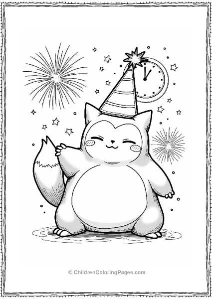 Pokémon Snorlax Celebrating New Year S Eve Free PDF Printable