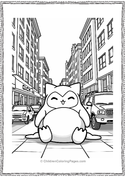 Pokemon Snorlax Lounging In A City Street Free PDF Printable