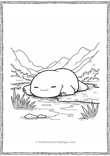 Pokémon Snorlax Protecting Smaller Pokemon By The River Free PDF Printable