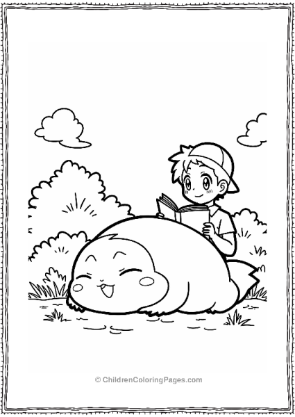 Pokemon Snorlax Relaxing With Trainer Free PDF Printable