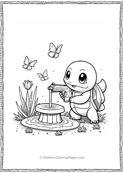 Pokémon Squirtle Creating A Garden Fountain Free PDF Printable