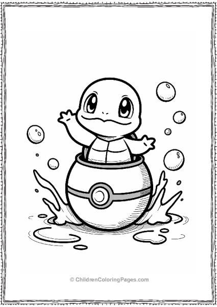 Pokémon Squirtle Popping Out Of A Pokeball Free PDF Printable