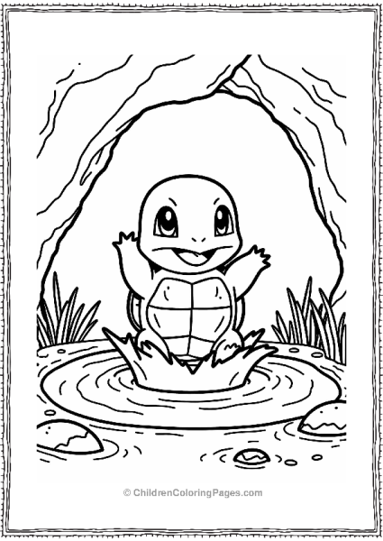 Pokémon Squirtle Splashing In A Cave Pool Free PDF Printable