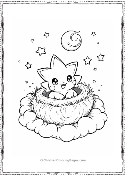 Pokémon Togepi In A Cozy Nest Of Clouds Free PDF Printable