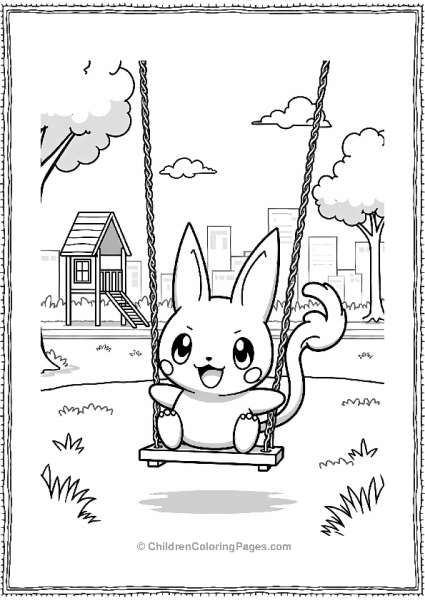 Pokémon Togepi On A Swing In The Park Free PDF Printable