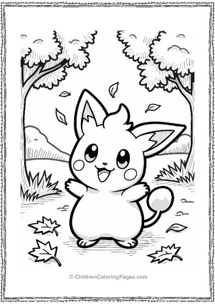 Pokémon Togepi Playing With Colorful Leaves Free PDF Printable