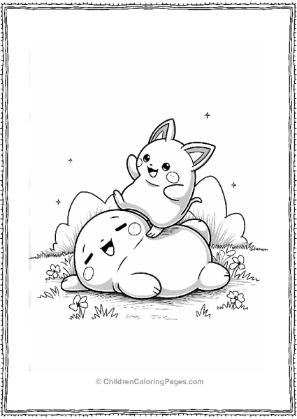 Pokémon Togepi Vs Snorlax In A Playful Scene Free PDF Printable