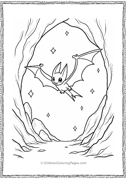 Pokemon Zubat Flying Through A Magical Cave Free PDF Printable