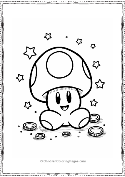 Power Up Mushroom With Stars And Coins Free PDF Printable