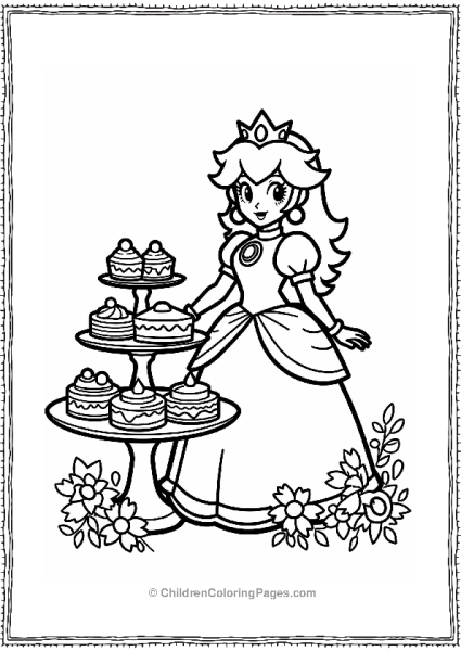 Princess Peach At The Cake Stand Free PDF Printable