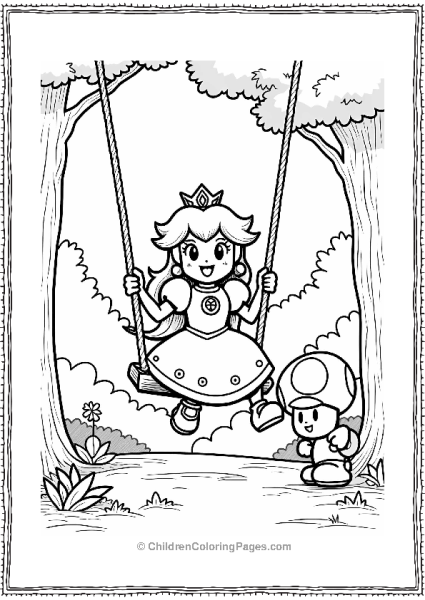 Princess Peach Swinging In The Park Free PDF Printable