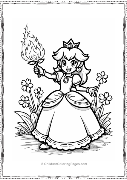 Princess Peach With A Fire Flower Free PDF Printable