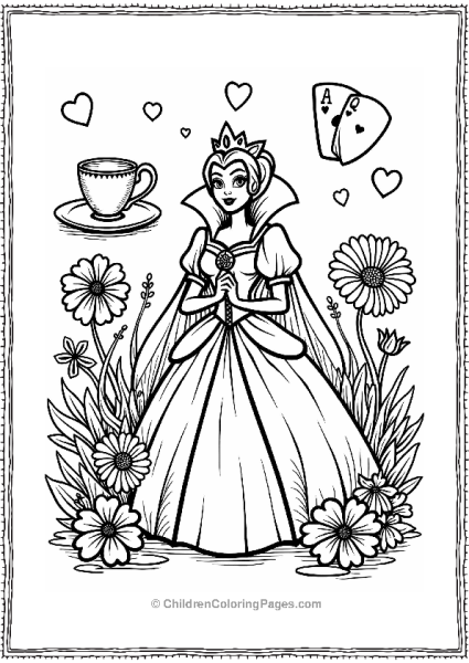 Queen Of Hearts Garden With Playing Cards Free PDF Printable