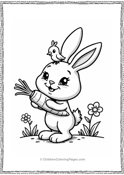 Cartoon Network Quirky Rabbit With Carrot And Bird Free PDF Printable