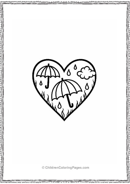 Rainy Day Heart With Umbrellas Free PDF Printable