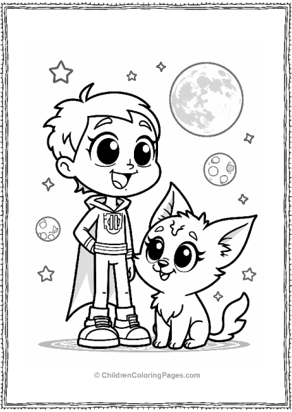 Cartoon Network Raven And Fluffy Creature Under Stars Free PDF Printable