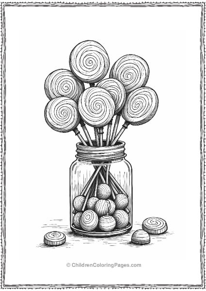 Retro Candy Jar With Lollipops Free PDF Printable