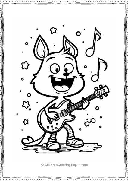 Cartoon Network Rigby Rocking Out In Art Jam Free PDF Printable