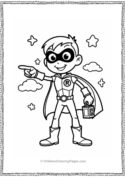 Cartoon Network Robin Leading The Team In A Heroic Pose Free PDF Printable