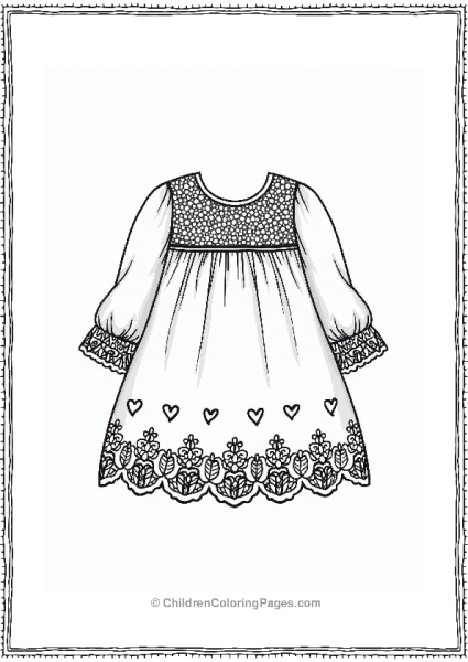 Romantic Lace Dress Coloring Page Free PDF Printable