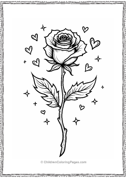 Romantic Rose With Hearts Free PDF Printable