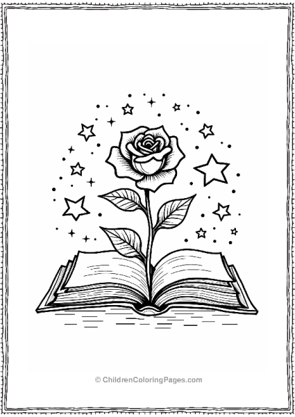 Rose And Book With Whimsical Details Free PDF Printable