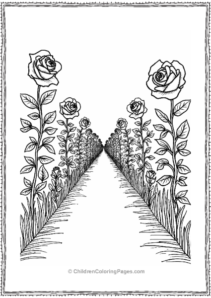 Rose Garden Pathway Scene Free PDF Printable