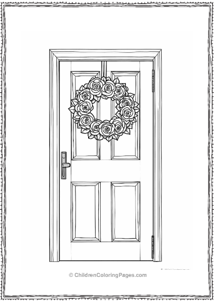 Rose Wreath On A Door Free PDF Printable