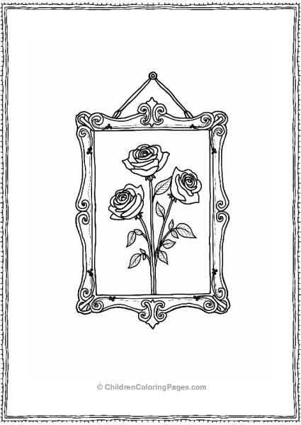 Roses In A Decorative Frame Free PDF Printable