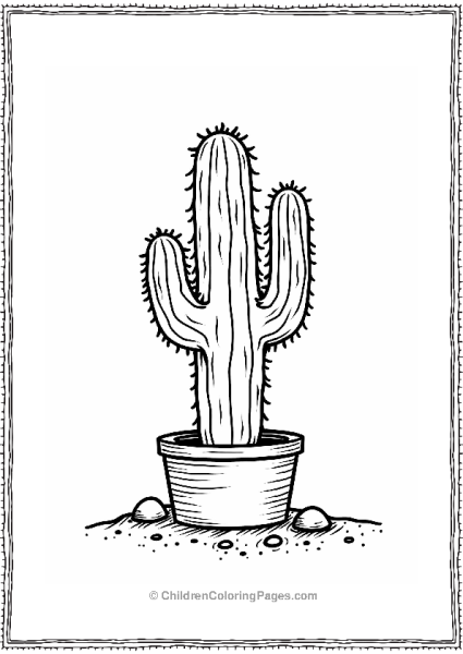 Saguaro Cactus In A Wooden Planter Free PDF Printable