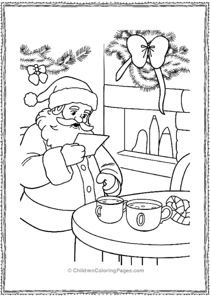 Santa Checking His List At His House At The North Pole Free PDF Printable