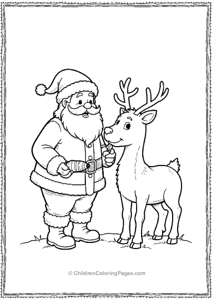 Santa Feeding Carrots To Reindeer Free PDF Printable