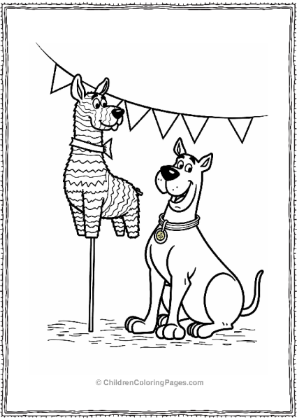 Scooby Doo With A Colorful Pinata Free PDF Printable