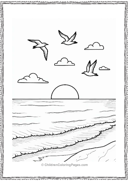 Seagulls Flying At Dusk Free PDF Printable