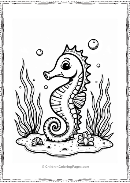 Seahorse Among Seaweed And Coral Free PDF Printable