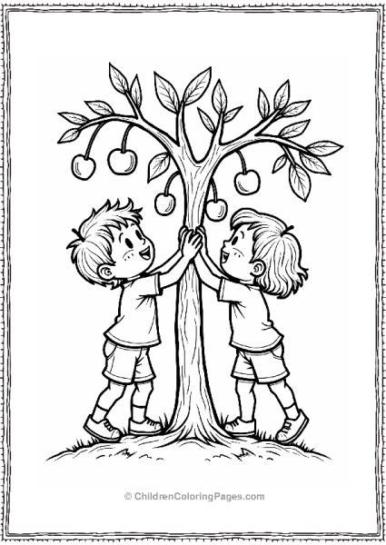 Siblings Competing In Cherry Picking Free PDF Printable