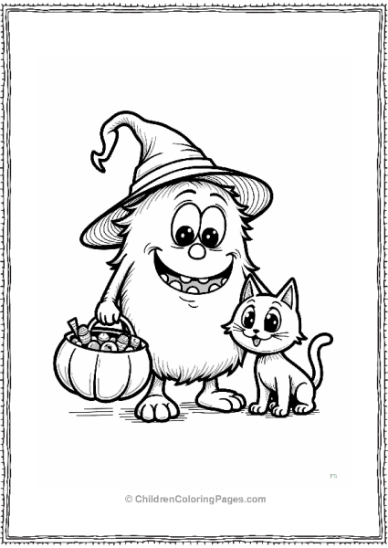 Silly Monster And Friendly Cat Free PDF Printable