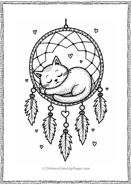 Sleeping Cat In A Dreamcatcher Free PDF Printable