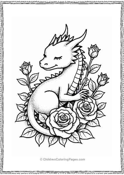 Sleeping Dragon And Rose Bush Free PDF Printable