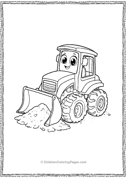 Smiling Cartoon Bulldozer Free PDF Printable