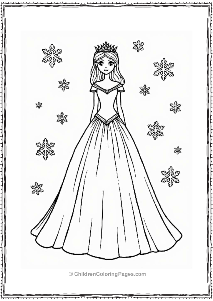 Snow Queen Dress Coloring Page Free PDF Printable