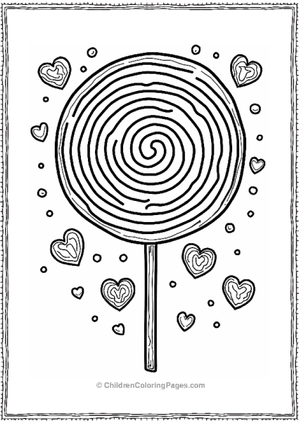 Spiral Lollipop Maze With Candy Hearts Free PDF Printable