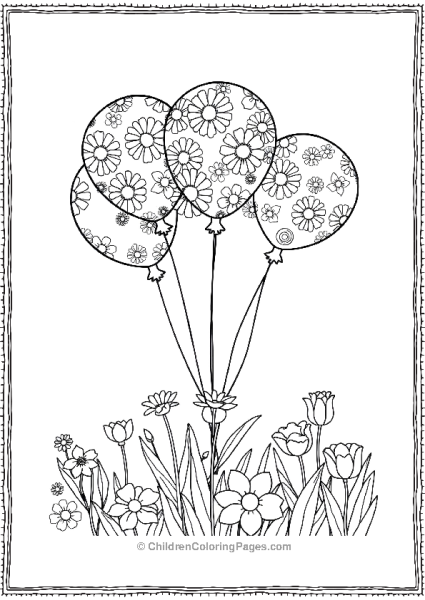 Spring Balloons With Flowers Free PDF Printable